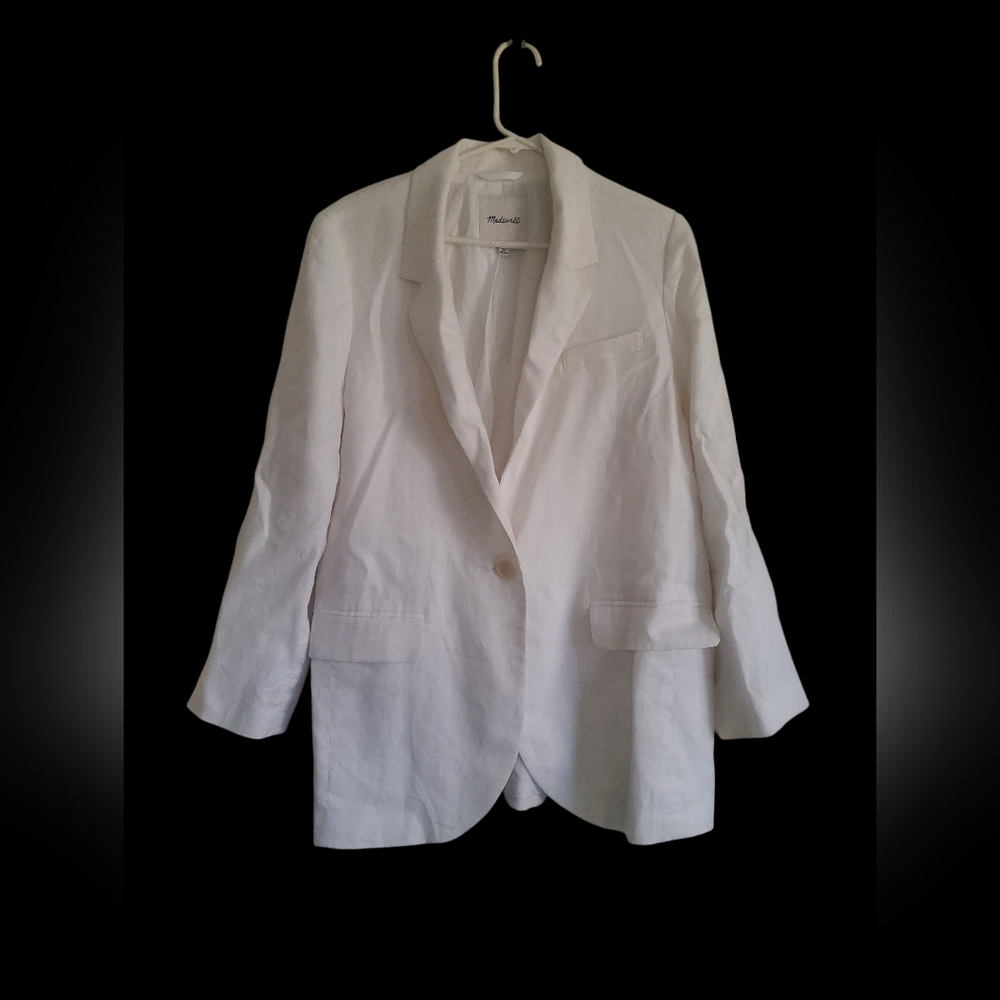 Madewell Womans White 100% Linen Blazer, Size XL